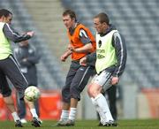 27 March 2007; Republic of Ireland players, from left, John O'Shea, Aiden McGeady and Richard Dunne during squad training. Republic of Ireland Soccer Training, Croke Park, Dublin. Picture credit: David Maher / SPORTSFILE