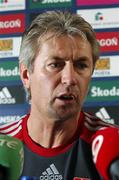 27 March 2007; Slovakia's coach Jan Kocian speaking at a press conference ahead of their 2008 European Championship Qualifier against Republic of Ireland. Burlington Hotel, Dublin. Photo by Sportsfile *** Local Caption ***