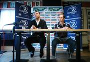 28 March 2007; Head coach Michael Cheika, left, and Girvan Dempsey during a Leinster rugby press conference ahead of their Heineken Cup quarter-final against Wasps. Leinster Rugby Press Conference, Old Wesley RFC, Donnybrook, Dublin. Picture credit: Brendan Moran / SPORTSFILE