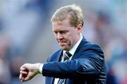 28 March 2007; Republic of Ireland manager Steve Staunton looks at his watch before the game. 2008 European Championship Qualifier, Republic of Ireland v Slovakia, Croke Park, Dublin. Picture credit: Brendan Moran / SPORTSFILE