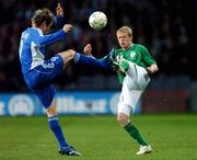 28 March 2007; Damien Duff, Republic of Ireland, in action against Peter Singlar, Slovakia. 2008 European Championship Qualifier, Republic of Ireland v Slovakia, Croke Park, Dublin. Picture credit: David Maher / SPORTSFILE