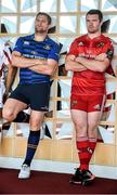 6 October 2014; Jamie Heaslip, Leinster, and Peter O'Mahony, Munster, right, at the launch of the European Rugby Champions Cup and European Rugby Challenge Cup. Convention Centre Dublin, Spencer Dock, North Wall Quay, Dublin. Picture credit: David Maher / SPORTSFILE