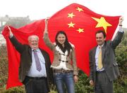 26 March 2007; Celebrating the start of the 500 day countdown to the Opening Ceremony of the 2008 Olympic Games in Beijing, China, were (from left): Dermot Henihan, Chef de Mission of the Irish Olympic team, Zhang Chao, Beijing Olympic Games volunteer and Stephen Martin, chief executive, Olympic Council of Ireland. Over 80 athletes from twelve sports are expected to represent Ireland at the Beijing Games, with many key qualification tournaments getting underway in the coming months. Olympic Council of Ireland HQ, Olympic House, Howth, Co. Dublin. Photo by Sportsfile