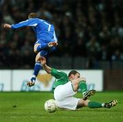 28 March 2007; Richard Dunne, Republic of Ireland, in action against Marek Sapara, Slovakia. 2008 European Championship Qualifier, Republic of Ireland v Slovakia, Croke Park, Dublin. Picture credit: David Maher / SPORTSFILE