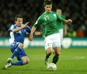 28 March 2007; Shane Long, Republic of Ireland, in action against Igor Zofcak, Slovakia. 2008 European Championship Qualifier, Republic of Ireland v Slovakia, Croke Park, Dublin. Picture credit: Matt Browne / SPORTSFILE