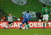 28 March 2007; Shay Given, Republic of Ireland saves a shot from Filip Holosko, Slovakia, during the closing stages of the game. 2008 European Championship Qualifier, Republic of Ireland v Slovakia, Croke Park, Dublin. Picture credit: David Maher / SPORTSFILE