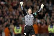 28 March 2007; Republic of Ireland captain Shay Given celebrates at the final whistle. 2008 European Championship Qualifier, Republic of Ireland v Slovakia, Croke Park, Dublin. Picture credit: Brian Lawless / SPORTSFILE