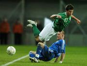 28 March 2007; Shane Long, Republic of Ireland, in action against Maros Klimpl, Slovakia. 2008 European Championship Qualifier, Republic of Ireland v Slovakia, Croke Park, Dublin. Picture credit: David Maher / SPORTSFILE