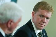 28 March 2007; Republic of Ireland manager Steve Staunton with Sir Bobby Robson, FAI International Football Consultant, during a press conference following the 2008 European Championship Qualifier Republic of Ireland v Slovakia. Croke Park, Dublin. Picture credit: David Maher / SPORTSFILE