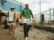 29 March 2007; Ireland's Jeremy Bray and Kenny Carroll, left, make their way to the nets during team training. Guyana National Stadium, Georgetown, Guyana. Picture credit: Pat Murphy / SPORTSFILE