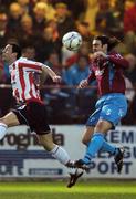 30 March 2007; Jason Gavin, Drogheda United, in action against Mark Farren, Derry City. eircom League Premier Division, Drogheda United v Derry City, United Park, Drogheda, Co. Louth. Photo by Sportsfile