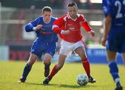 31 March 2007; Daniel Lyons, Cliftonville, in action against J.P.Gallagher, Dungannon Swifts. JJB Sports Irish Cup Semi-Final, Cliftonville v Dungannon Swifts, The Oval, Belfast, Co. Antrim. Picture credit: Russell Pritchard / SPORTSFILE
