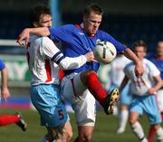 31 March 2007; Peter Thompson, Linfield, in action against Albert Watson, Ballymena United. JJB Sports Irish Cup Quarter-final Replay, Linfield v Ballymena United, Windsor Park, Belfast, Co. Antrim. Picture credit: Oliver McVeigh / SPORTSFILE