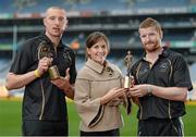 9 October 2014; The GAA/GPA All-Stars sponsored by Opel are delighted to announce Kieran Donaghy, left, Kerry, and Richie Power, Kilkenny, as the Players of the Month for September in football and hurling respectively. Both players were presented with their GAA / GPA Player of the Month Award for September, sponsored by Opel, by Laura Condron, Senior Brand & PR Manager, Opel Ireland. Croke Park, Dublin. Photo by Sportsfile