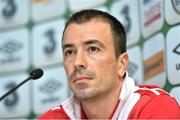 10 October 2014; Gibraltar captain Roy Chipolina during a press conference ahead of their UEFA EURO 2016 Championship Qualifer, Group D, game against Republic of Ireland on Saturday. Gibraltar Squad Training and Press Conference, Aviva Stadium, Lansdowne Road, Dublin. Picture credit: Matt Browne / SPORTSFILE