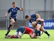 4 October 2014; Sam Coghlan-Murray, Leinster A, is tackled by Ivan Dineen, Munster A. Interprovincial, Leinster A v Munster A. Donnybrook Stadium, Donnybrook, Dublin. Picture credit: Stephen McCarthy / SPORTSFILE