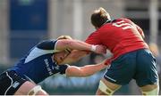 4 October 2014; Sean McCarthy, Munster A, is tackled by Peadar Timmins, Leinster A. Interprovincial, Leinster A v Munster A. Donnybrook Stadium, Donnybrook, Dublin. Picture credit: Stephen McCarthy / SPORTSFILE