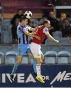 10 October 2014; Shane Grimes, Drogheda United, in action against Conan Byrne, St Patrick’s Athletic. SSE Airtricity League Premier Division, Drogheda United v St Patrick’s Athletic. United Park, Drogheda, Co. Louth. Photo by Sportsfile