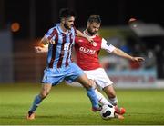 10 October 2014; Adam Wixted, Drogheda United, in action against Greg Bolger, St Patrick’s Athletic. SSE Airtricity League Premier Division, Drogheda United v St Patrick’s Athletic. United Park, Drogheda, Co. Louth. Photo by Sportsfile