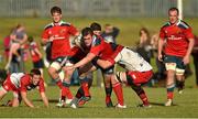 11 October 2014; Niall Kenneally, Munster A, is tackled by Charley Thomas, Moseley. British & Irish Cup, Round 1, Munster A v Moseley. Clonmel RFC, Clonmel, Co. Tipperary. Picture credit: Diarmuid Greene / SPORTSFILE