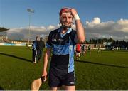 11 October 2014; The St Jude's corner-back Jessy Kennedy celebrates victory. Dublin County Senior Hurling Championship, Semi-Final, O'Tooles v St Jude's, Parnell Park, Donnycarney, Dublin. Picture credit: Ray McManus / SPORTSFILE