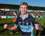 11 October 2014;  St Jude's player Fionn Ó Riain Broin celebrates victory. Dublin County Senior Hurling Championship, Semi-Final, O'Tooles v St Jude's, Parnell Park, Donnycarney, Dublin. Picture credit: Ray McManus / SPORTSFILE