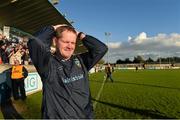 11 October 2014; The St Jude's manager Sean Fallon reacts on the final whistle. Dublin County Senior Hurling Championship, Semi-Final, O'Tooles v St Jude's, Parnell Park, Donnycarney, Dublin. Picture credit: Ray McManus / SPORTSFILE