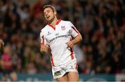 11 October 2014; Tommy Bowey, Ulster, after touching down his sides second try. Guinness PRO12, Round 6, Ulster v Glasgow Warriors. Kingspan Stadium, Ravenhill Park, Belfast, Co. Antrim. Picture credit: Oliver McVeigh / SPORTSFILE