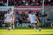 11 October 2014; Ian Humphreys, Ulster kicking a first half penalty. Guinness PRO12, Round 6, Ulster v Glasgow Warriors. Kingspan Stadium, Ravenhill Park, Belfast, Co. Antrim. Picture credit: Oliver McVeigh / SPORTSFILE
