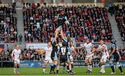 11 October 2014; Leone Nakarawa, Glasgow Warriors, wins possession for his side in a lineout. Guinness PRO12, Round 6, Ulster v Glasgow Warriors. Kingspan Stadium, Ravenhill Park, Belfast, Co. Antrim. Picture credit: Oliver McVeigh / SPORTSFILE