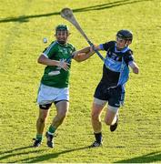 11 October 2014; Liam Ryan, O'Tooles, in action against Mark Maguire, St Jude's. Dublin County Senior Hurling Championship, Semi-Final, O'Tooles v St Jude's, Parnell Park, Donnycarney, Dublin. Picture credit: Ray McManus / SPORTSFILE