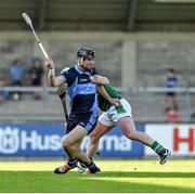11 October 2014; Danny Sutcliffe, St Jude's, in action against Philly Brennan, O'Tooles. Dublin County Senior Hurling Championship, Semi-Final, O'Tooles v St Jude's, Parnell Park, Donnycarney, Dublin. Picture credit: Ray McManus / SPORTSFILE