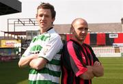 2 April 2007; Aidan Price, Shamrock Rovers captain, left, and Glenn Crowe, Bohemians, at a Bohemian F.C. and Shamrock Rovers pre-match press conference. Dalymount Park, Dublin. Picture credit: Declan Masterson / SPORTSFILE