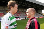 2 April 2007; Aidan Price, Shamrock Rovers captain, left, and Glenn Crowe, Bohemians, during a Bohemian F.C. and Shamrock Rovers pre-match press conference. Dalymount Park, Dublin. Picture credit: Declan Masterson / SPORTSFILE