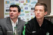 2 April 2007; Pat Scully, Shamrock Rovers manager, left, and Aidan Price, Shamrock Rovers captain, during a Bohemian F.C. and Shamrock Rovers pre-match press conference. Dalymount Park, Dublin. Picture credit: Declan Masterson / SPORTSFILE