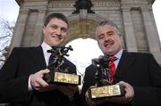 4 April 2007; Top referees Barry Kelly, hurling, and Brian Crowe, football, who were honoured during the Vodafone All Stars Monthly Awards for their outstanding contributions to the games during 2006. Westbury Hotel, Dublin. Photo by Sportsfile