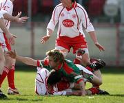 8 April 2007; Conor Mortimer, Mayo, pleads for a penalty against Justin McMahon, Tyrone. Allianz National Football League, Division 1A, Round 7, Tyrone v Mayo, Healy Park, Omagh, Co. Tyrone. Picture credit: Oliver McVeigh / SPORTSFILE