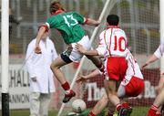 8 April 2007; Conor Mortimer, Mayo, kicks the ball into an empty net for his second goal. Allianz National Football League, Division 1A, Round 7, Tyrone v Mayo, Healy Park, Omagh, Co. Tyrone. Picture credit: Oliver McVeigh / SPORTSFILE