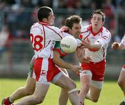 8 April 2007; Billy Joe Padden, Mayo, in action against Stephen O'Neill and Colm Cavanagh, Tyrone. Allianz National Football League, Division 1A, Round 7, Tyrone v Mayo, Healy Park, Omagh, Co. Tyrone. Picture credit: Oliver McVeigh / SPORTSFILE