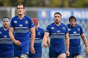11 October 2014; Leinster players, from left, Michael Bent, Devin Toner, Josh van der Flier, Jack Conan and Mike McCarthy. Guinness PRO12, Round 6, Zebre v Leinster. Stadio XXV Aprile, Parma, Italy. Picture credit: Ramsey Cardy / SPORTSFILE
