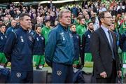 11 October 2014; Republic of Ireland manager Martin O'Neill with assistant manager Roy Keane and coach Steve Walford. UEFA EURO 2016 Championship Qualifer, Group D, Republic of Ireland v Gibraltar. Aviva Stadium, Lansdowne Road, Dublin. Picture credit: David Maher / SPORTSFILE