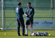 12 October 2014; Republic of Ireland assistant manager Roy keane with manager Martin O'Neill, during squad training ahead of their UEFA EURO 2016 Championship Qualifer, Group D, game against Germany on Tuesday. Republic of Ireland Squad Training, Gannon Park, Malahide, Co. Dublin. Picture credit: David Maher / SPORTSFILE