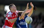 12 October 2014; Padraic Collins, Cratloe, in action against Conor Brennan, Eire Og. Clare County Senior Football Championship Final, Cratloe v Eire Og. Cusack Park, Ennis, Co. Clare. Picture credit: Diarmuid Greene / SPORTSFILE