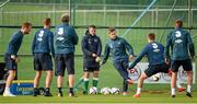 13 October 2014; Republic of Ireland's Kevin Doyle, 3rd from right, in action during squad training ahead of their UEFA EURO 2016 Championship Qualifer, Group D, game against Germany on Tuesday. Republic of Ireland Squad Training, Gannon Park, Malahide, Co. Dublin. Picture credit: Brendan Moran / SPORTSFILE