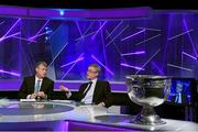 9 October 2014; Football analysts Joe Brolly, right, and Kevin McStay during the Draw for the 2015 GAA Provincial Senior Football and Hurling Championships. RTE Studios, Donnybrook, Dublin. Picture credit: Brendan Moran / SPORTSFILE