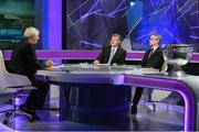 9 October 2014; Football analysts Joe Brolly, right, and Kevin McStay with presenter Michael Lyster during the Draw for the 2015 GAA Provincial Senior Football and Hurling Championships. RTE Studios, Donnybrook, Dublin. Picture credit: Brendan Moran / SPORTSFILE
