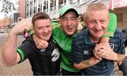 13 October 2014; Republic of Ireland supporters, from left, Anto Birmigham, from Cabra, Dublin, George Downer, from Ballybrack, Co.Dubin, and Davy Keogh, from Cabra, Dublin, in Gelsenkirchen, Germany, ahead of their side's UEFA EURO 2016 Championship Qualifer, Group D, game against Germany on Tuesday. Gelsenkirchen, Germany. Picture credit: David Maher / SPORTSFILE