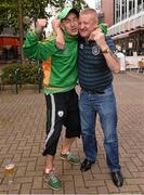 13 October 2014; Republic of Ireland supporters George Downer, left, from Ballybrack, Co. Dublin, and Davy Keogh, from Cabra, Dublin, in Gelsenkirchen, Germany, ahead of their side's UEFA EURO 2016 Championship Qualifer, Group D, game against Germany on Tuesday. Gelsenkirchen, Germany. Picture credit: David Maher / SPORTSFILE