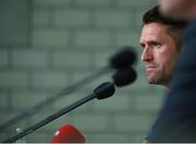 13 October 2014; Republic of Ireland's Robbie Keane during a press conference ahead of their UEFA EURO 2016 Championship Qualifer, Group D, game against Germany on Tuesday. Republic of Ireland Press Conference, Stadion Gelsenkirchen, Gelsenkirchen, Germany. Picture credit: David Maher / SPORTSFILE