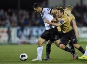 13 October 2014; Patrick Hoban, Dundalk, in action against Pat Cregg, Shamrock Rovers. SSE Airtricity League Premier Division, Dundalk v Shamrock Rovers, Oriel Park, Dundalk, Co. Louth. Photo by Sportsfile